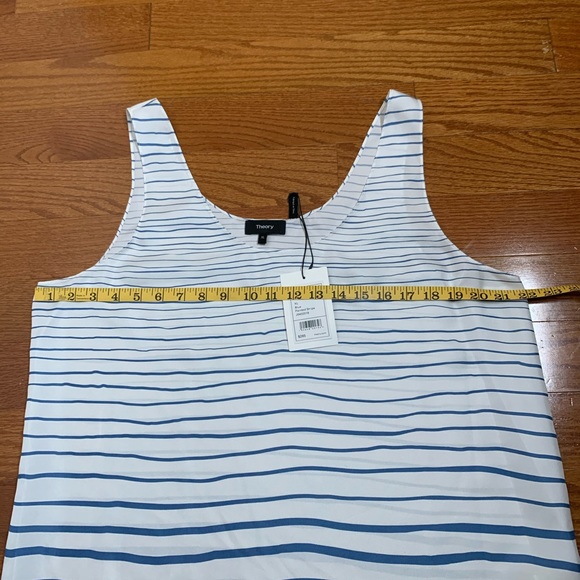 NWT Theory Silk Tank XL Blue Painted Stripe - Picture 5 of 7